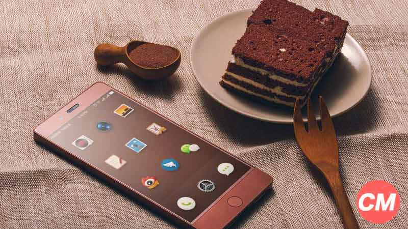 un móvil con un plato pequeño con tarta y un tenedor de madera