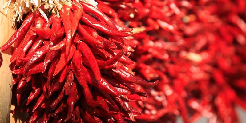 muchos chiles rojos colgados